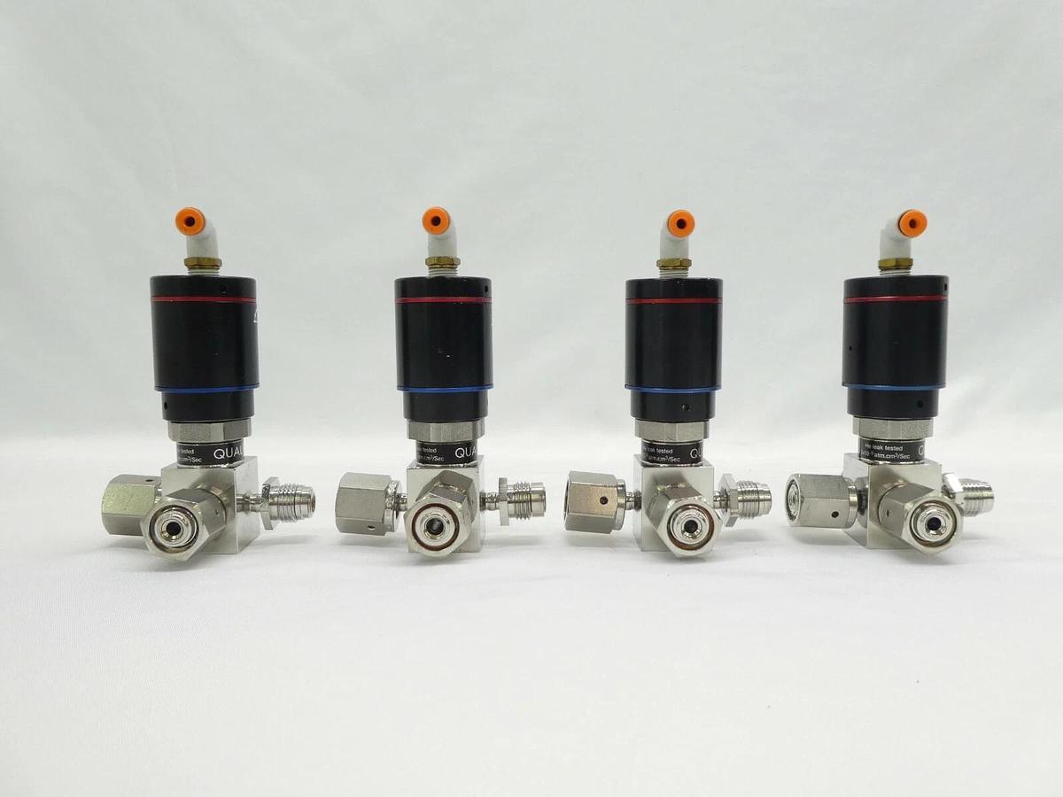 Used Qualiflow 2x10-9atm.cm3/Sec 4-Way Pneumatic Valve Lot of 4 Working Surplus