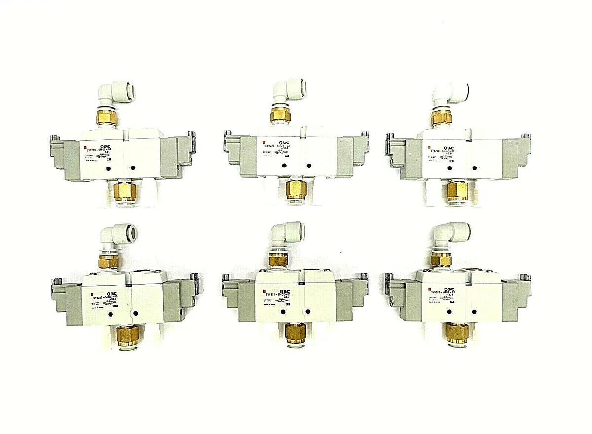 Used SMC SY9220-5MOZ-03-X34 Solenoid Valve SY9000 Lot of 6 Working Surplus