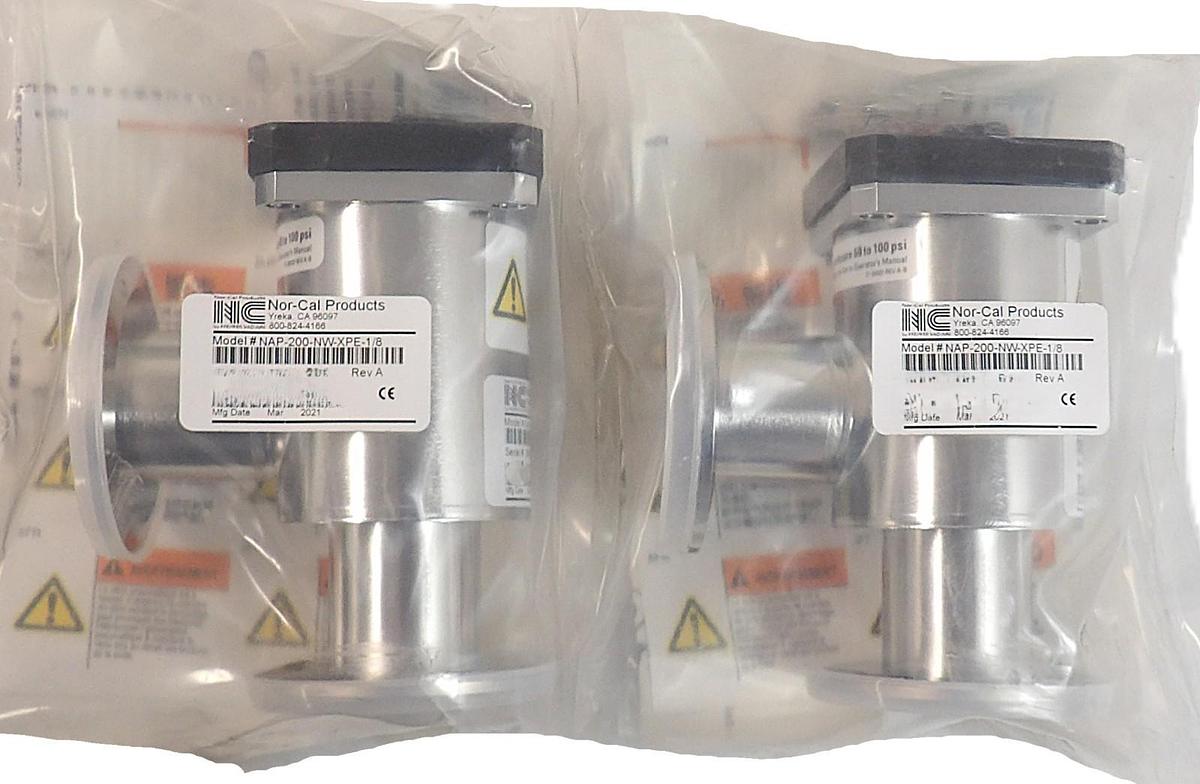 Nor-Cal Products NAP-200-NW-XPE-1/8 Vacuum Isolation Angle Valve Lot of 2 New