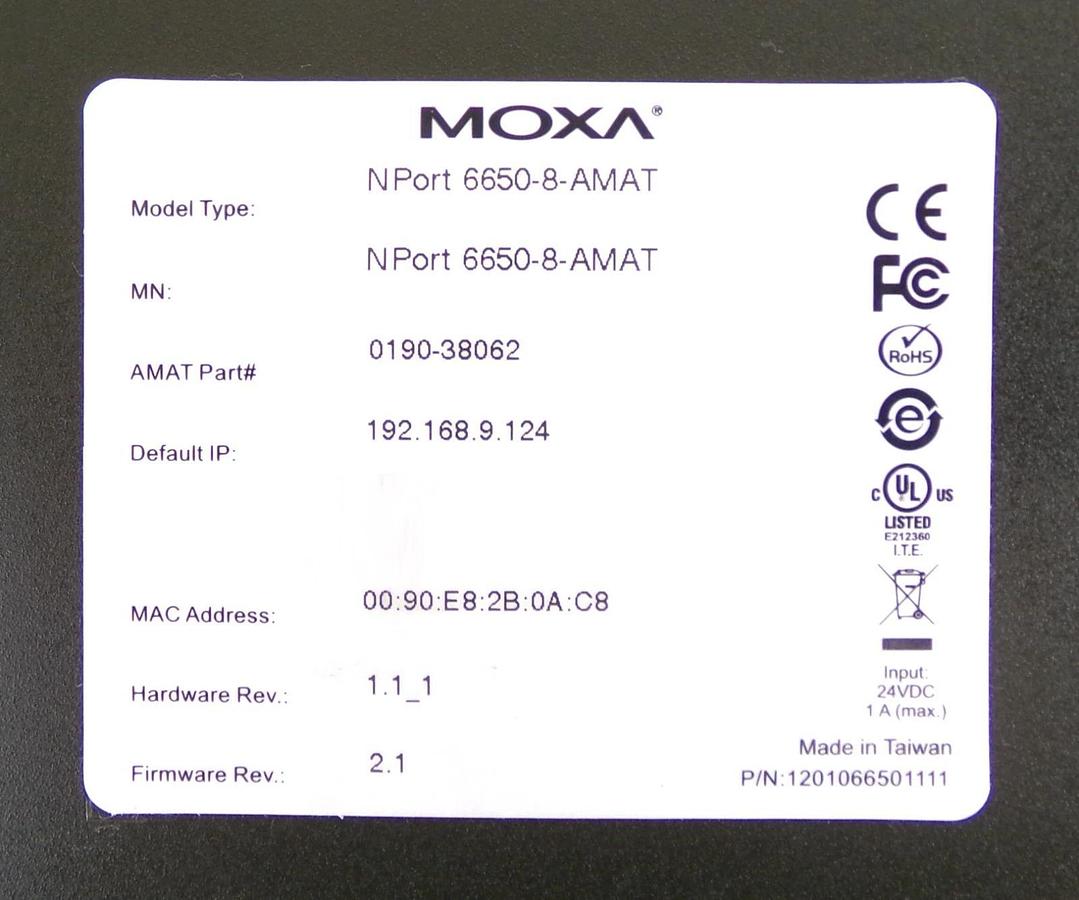 Used Moxa NPort 6650-8-AMAT 16-Port Terminal Server AMAT 0190-38062 Lot of 4 Working
