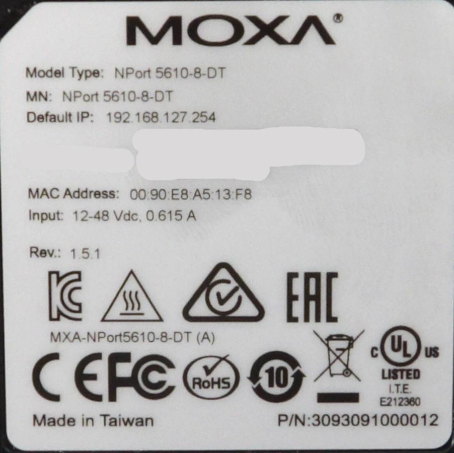Used Moxa 3093091000012 8-Port Serial Device Server Nport 5610-8-DT Working