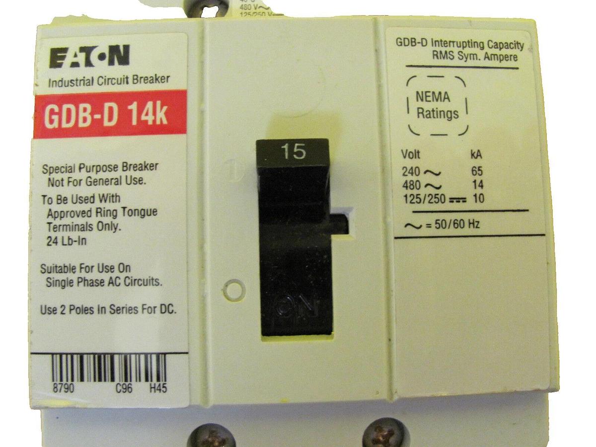 Used Eaton GDB-D 14k Circuit Breaker 15 Amp Lot of 4 Working Surplus