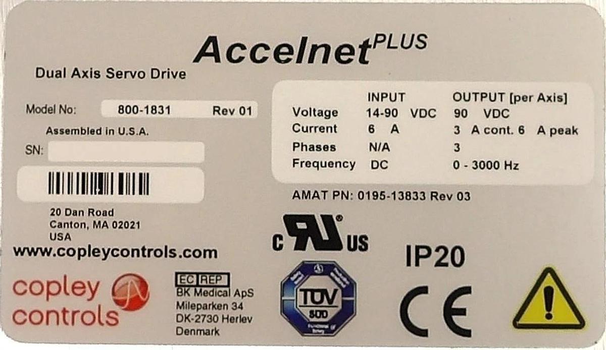 Used Copley Controls 800-1831 Dual Axis Servo Drive Accelnet Plus Lot of 10 Working