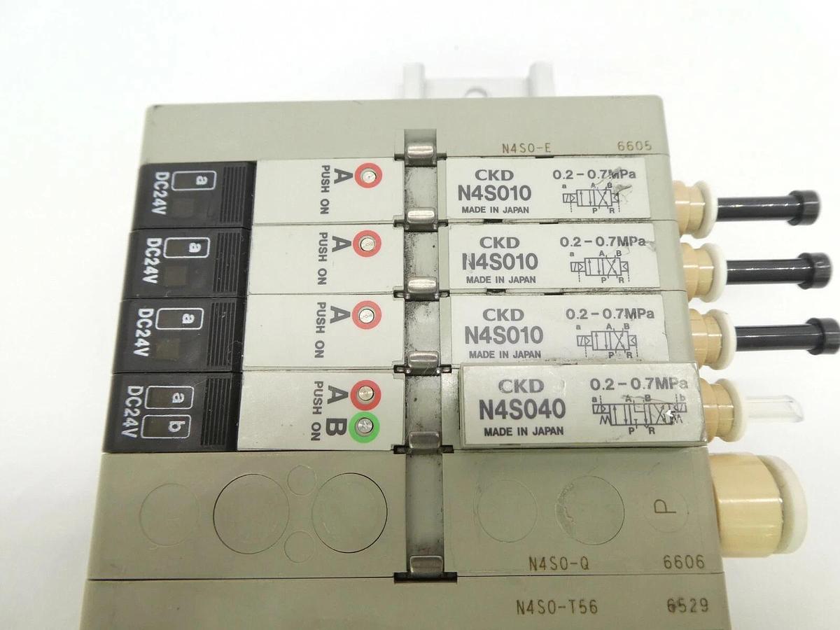 Used CKD N4S0 Series 4-Port Pneumatic Manifold N4S0-T56 with OPP3-1H Lot of 4 Working