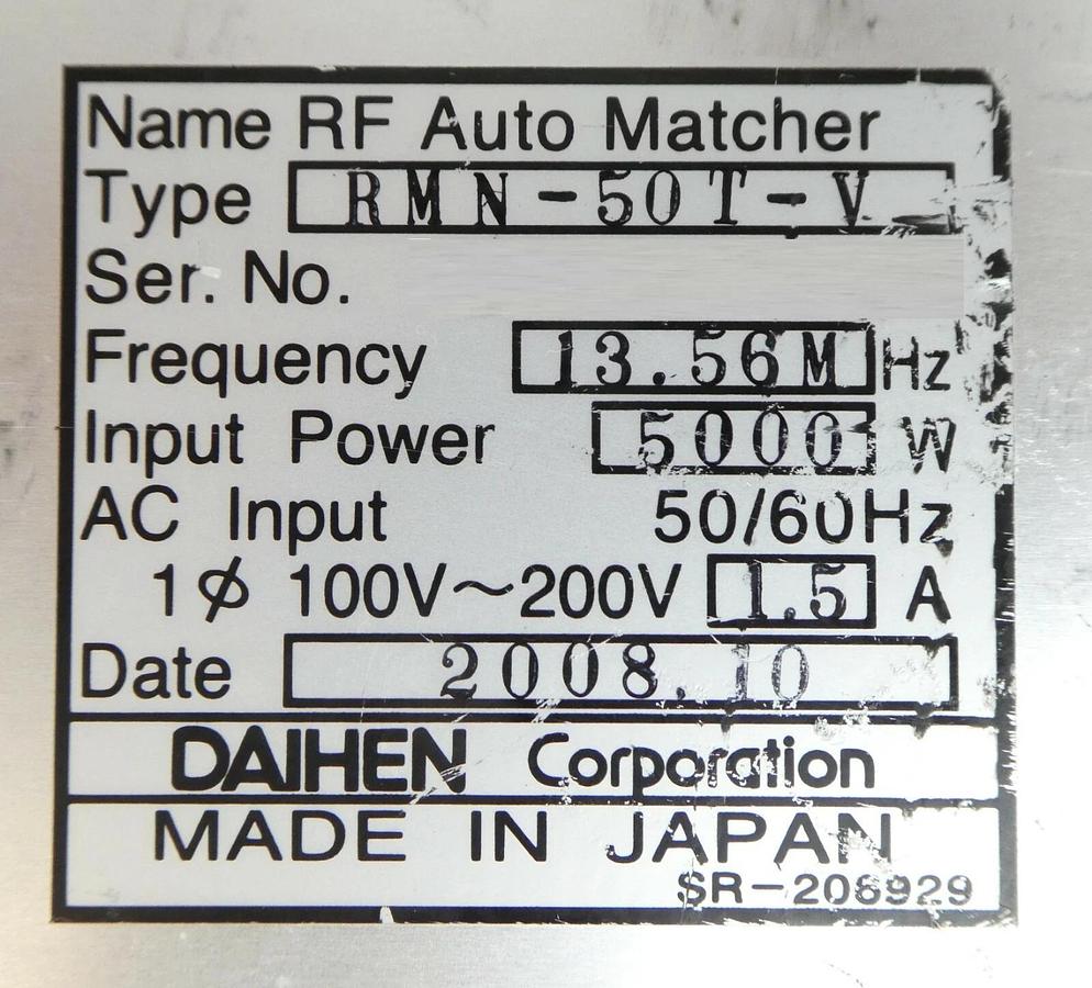 Used Daihen RMN-50T-V RF Auto Matcher TEL Tokyo Electron 3D39-000002-V4 Working