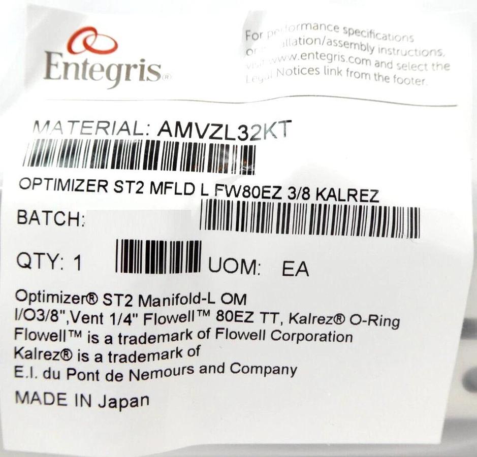 Entegris AMVZL32KT Filter Head Optimizer ST2 TEL Tokyo Electron 024-026635-1 New