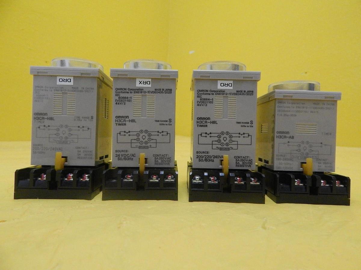 Used Omron H3CR Analog Timer Lot of 4 H3CR-H8L H3CR-A8 TEL Tokyo Electron PR300Z Used