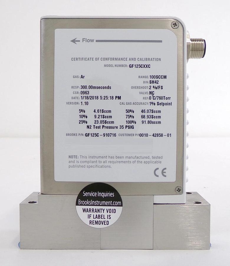 Brooks Instrument GF125C-910716 Mass Flow Controller MFC 100 SCCM Ar New Spare