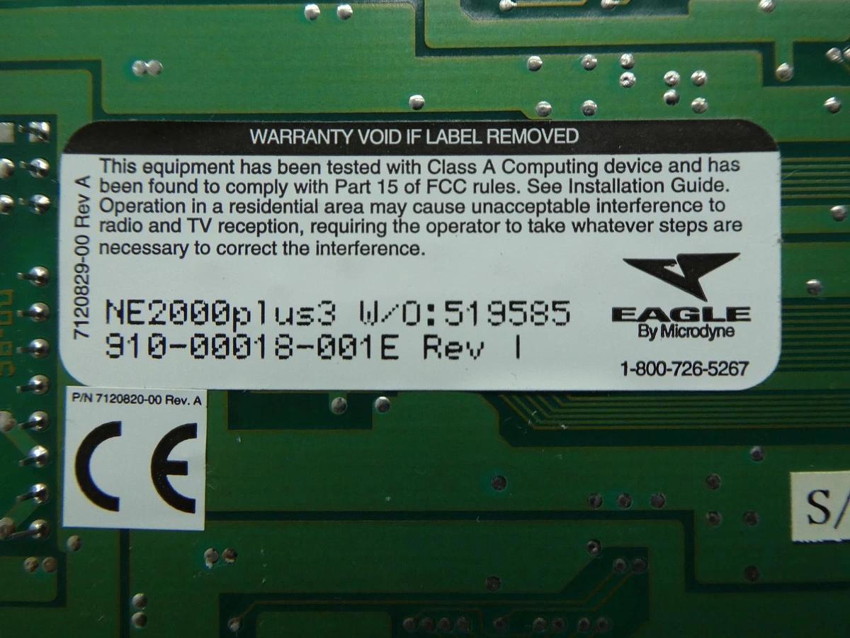Used Eagle Microdyne 910-00018-001E NE2000plus3 PCB Card Used Working