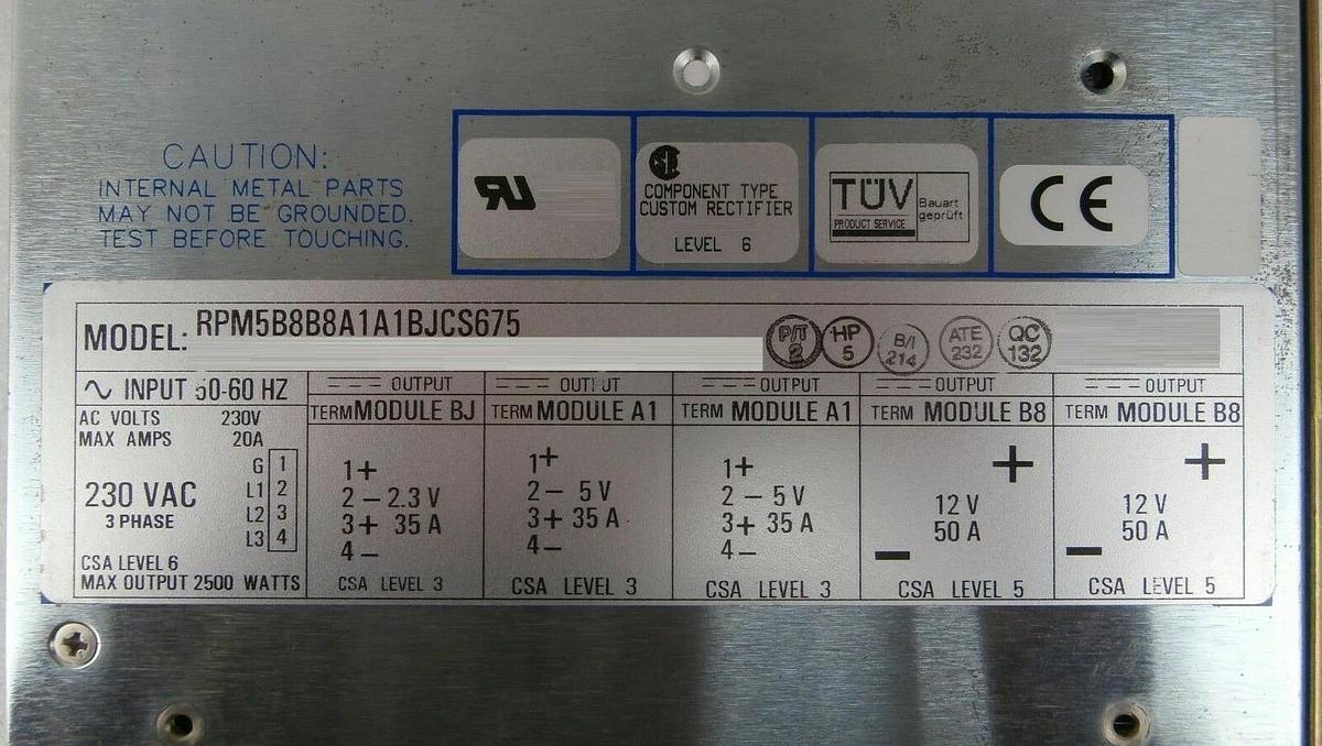 Used Power-One RPM5B8B8A1A1BJCS675 Power Supply Schlumberger 97171047 Rev. -02 Spare