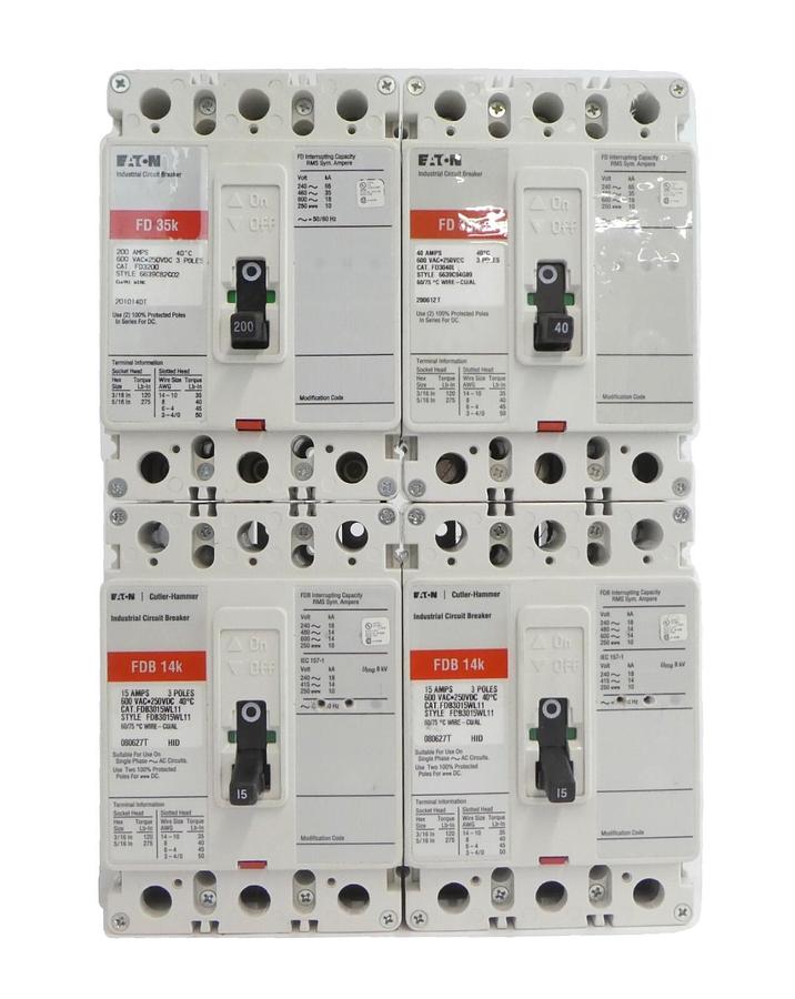 Used Cutler-Hammer FDB 14k FD 35k 3-Pole Circuit Breaker Lot of 4 Working Spare