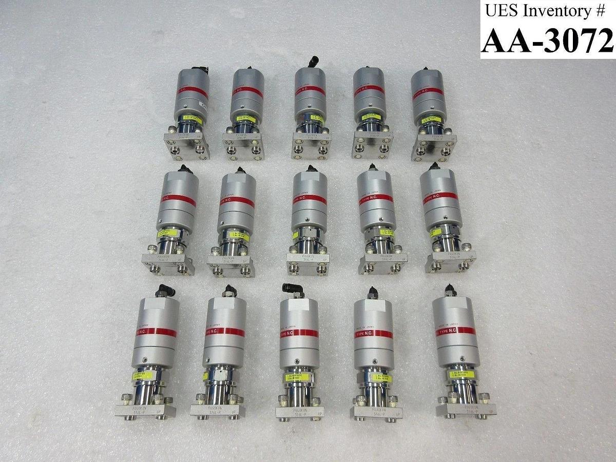 Used Fujikin 467000 Type NC Diaphragm Valve 0.39~0.59MPa 2 Port C-Seal Lot of 15 Used