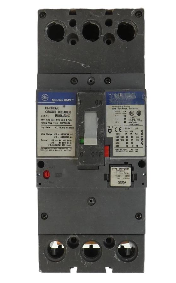 Used General Electric SFHA36AT0250 HI-BREAK Circuit Breaker Spectra RMS Working