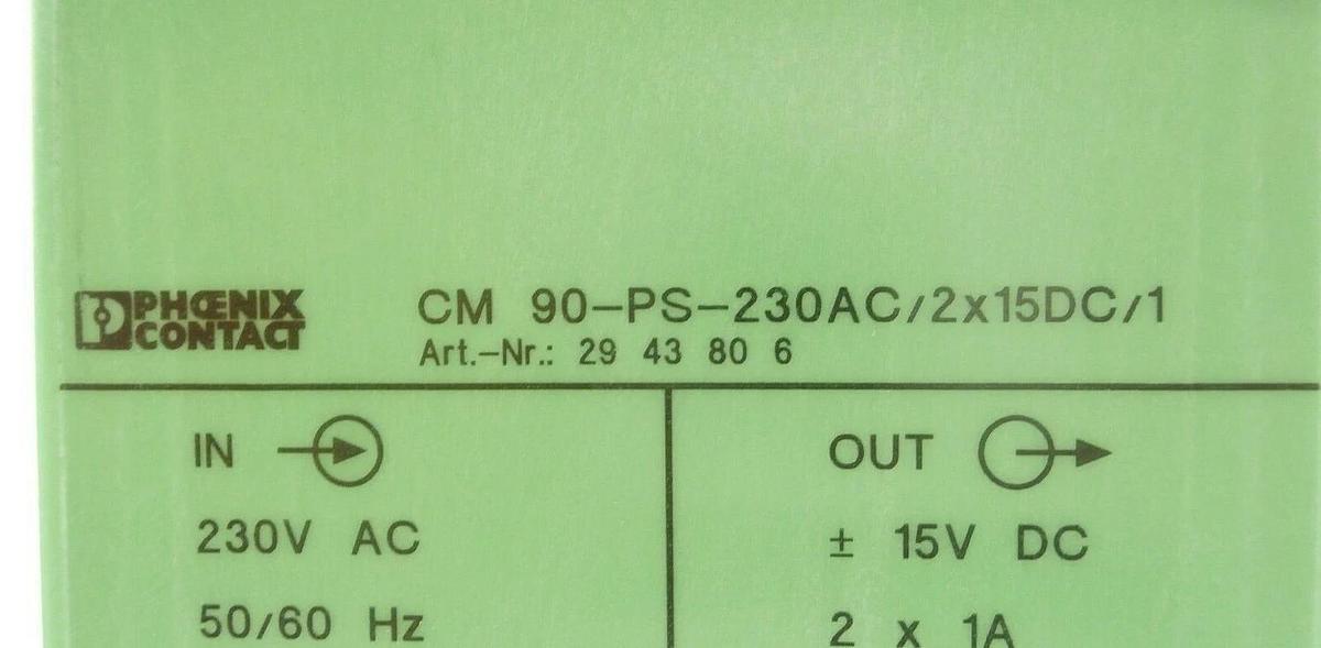 Used Phoenix Contact 29 43 80 6 Power Supply CM 90-PS-230AC/2x15DC/1 Lot of 2 Working