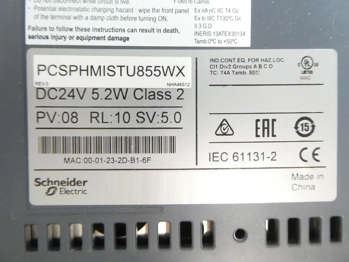 Used Schneider Electric PCSPHMISTU855WX Touchscreen Interface Lot of 2 Working