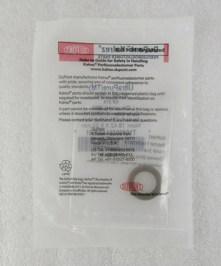 DuPont AS-568 O-Ring K#314 Compound 9500 D14948035 Novellus 314k9500 Lot of 8