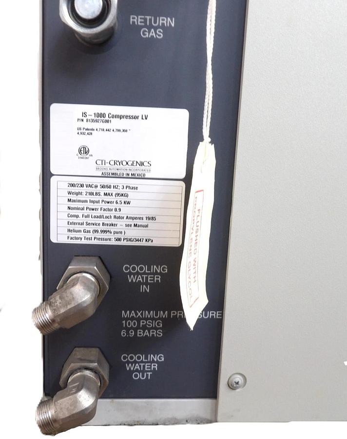 Used IS-1000 CTI-Cryogenics 8135927G001 Cryo Compressor LV Tested Working