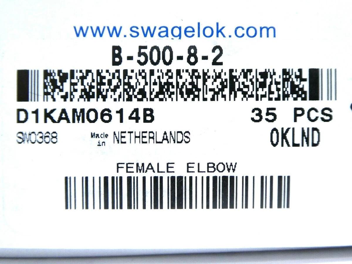 Swagelok B-500-8-2 Brass Elbow Connector Reseller Lot of 70 New Surplus