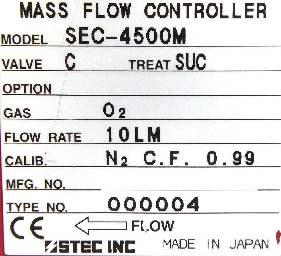 Used Horiba STEC SEC-4500M Mass Flow Controller SEC-4500 10 LM O2 Reseller Lot of 3