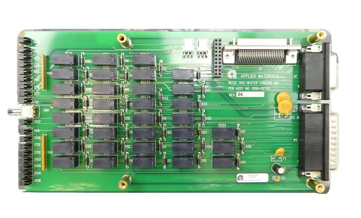 Used AMAT Applied Materials 0100-02745 INTLK Gas Heater Control PCB Producer Working