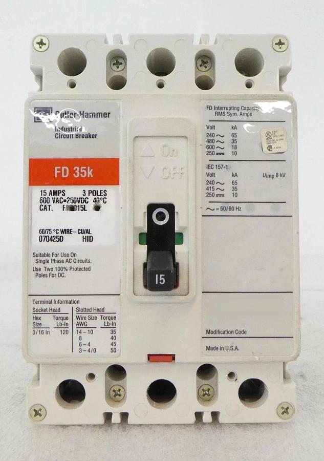 Used Cutler-Hammer FD3015L FD3015 3-Pole Circuit Breaker FD 35k Lot of 4 Working