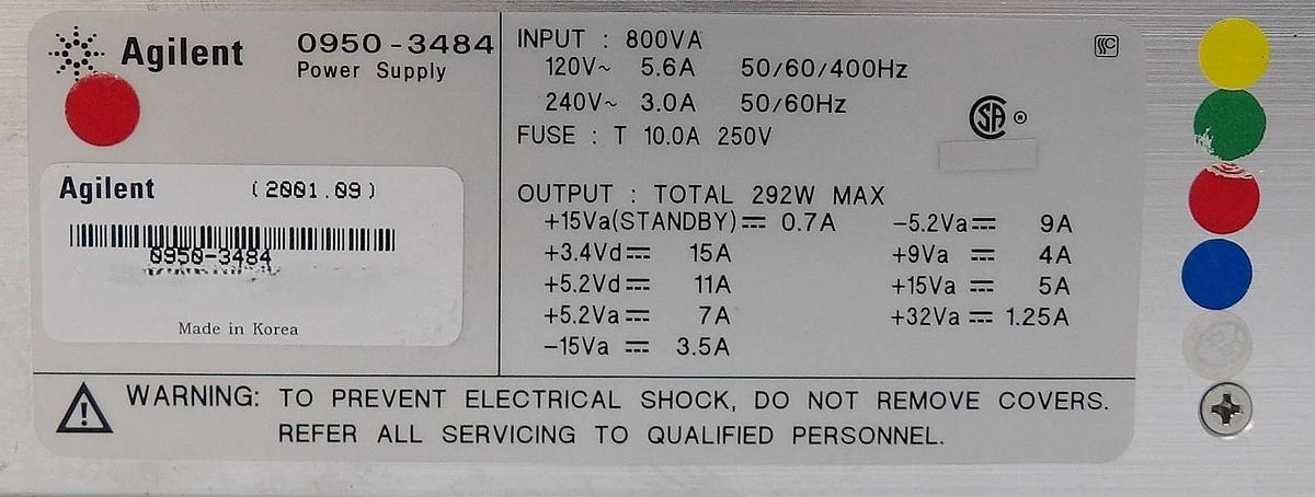 Used Agilent Technologies 0950-3484 E4440A Spectrum Analyzer Power Supply Working