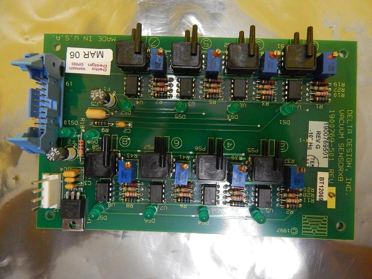 Used Delta Design 1900769-501 Vacuum Sensor X8 Board PCB Rev. G Used Working