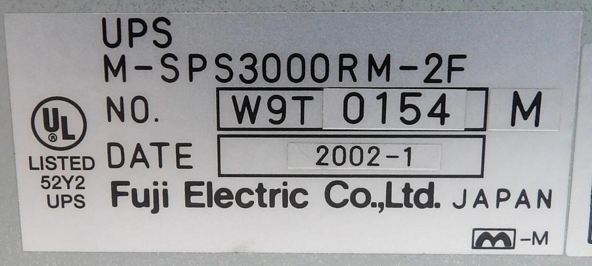Used Fuji Electric M-SPS3000RM-2F Uninterruptable Power Supply UPS Working Surplus