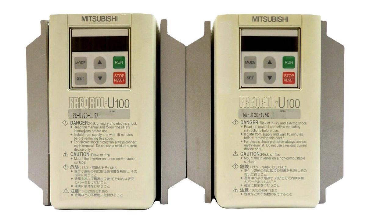 Used Mitsubishi FR-U120-1.5K Inverter Drive Freqrol-U100 Lot of 2 Working Spare