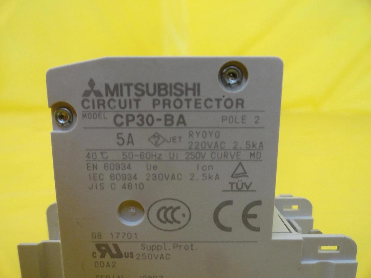 Used Mitsubishi CP30-BA Circuit Protector 2-Pole 5A Reseller Lot of 9 Used Working