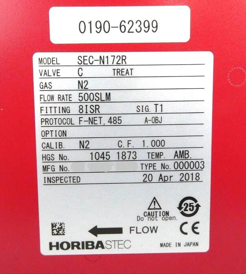 Horiba STEC SEC-N172R Mass Flow Controller MFC N100 AMAT 0190-62399 New Surplus