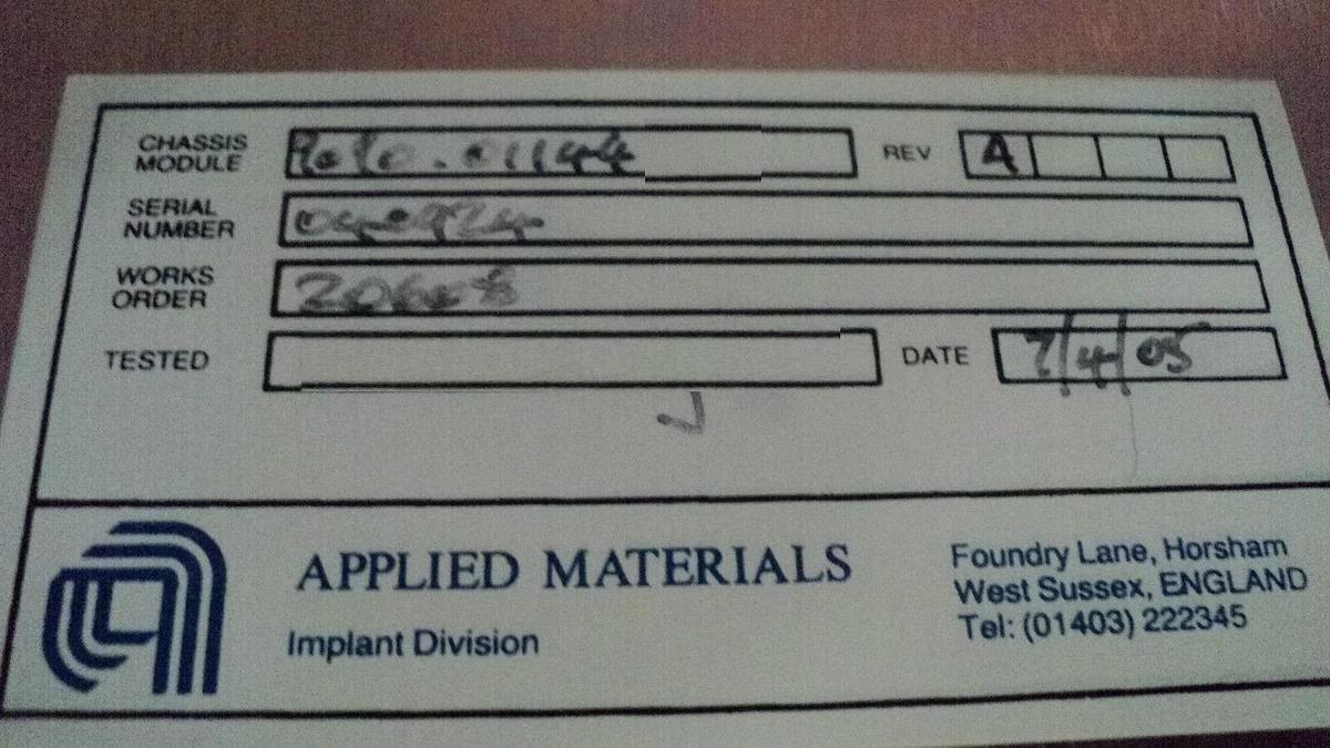 Used AMAT Applied Materials 9090-01144 Processor and Sensor Rack Quantum X Used