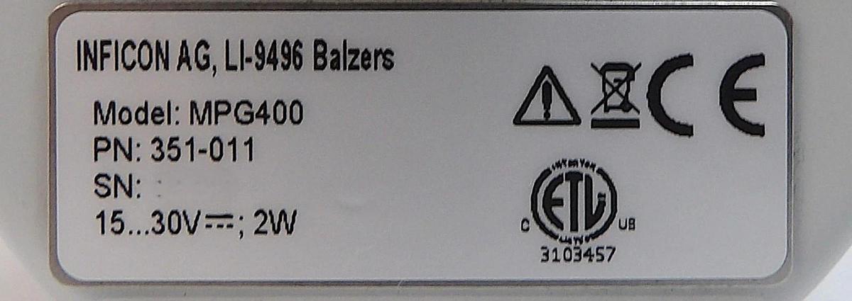 Used Inficon 351-011 Inverted Magnetron Pirani Gauge MPG400 Working