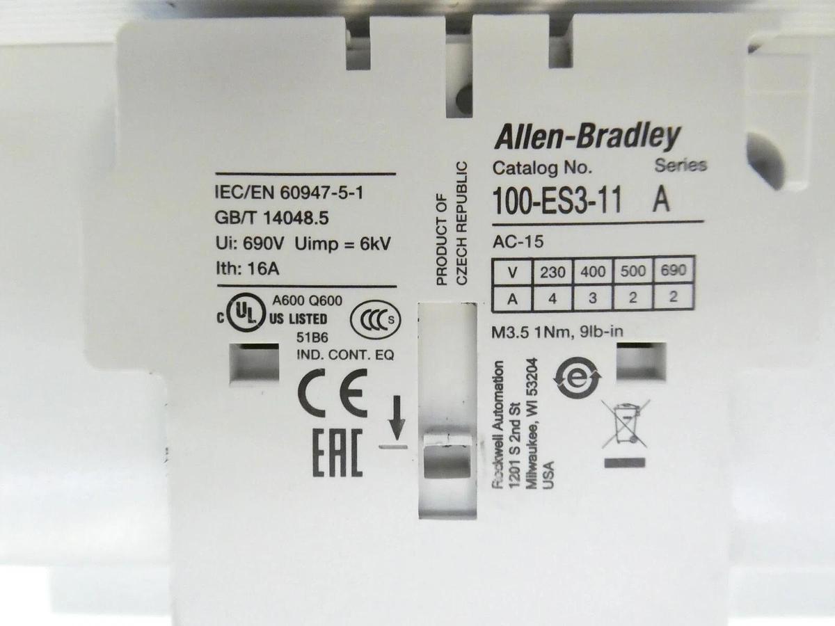 Used AB Allen-Bradley 100-E400E 3-Pole Contactor Series A 100-ES3-11 Working