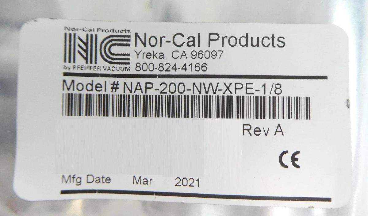 Nor-Cal Products NAP-200-NW-XPE-1/8 Vacuum Isolation Angle Valve N-Series New
