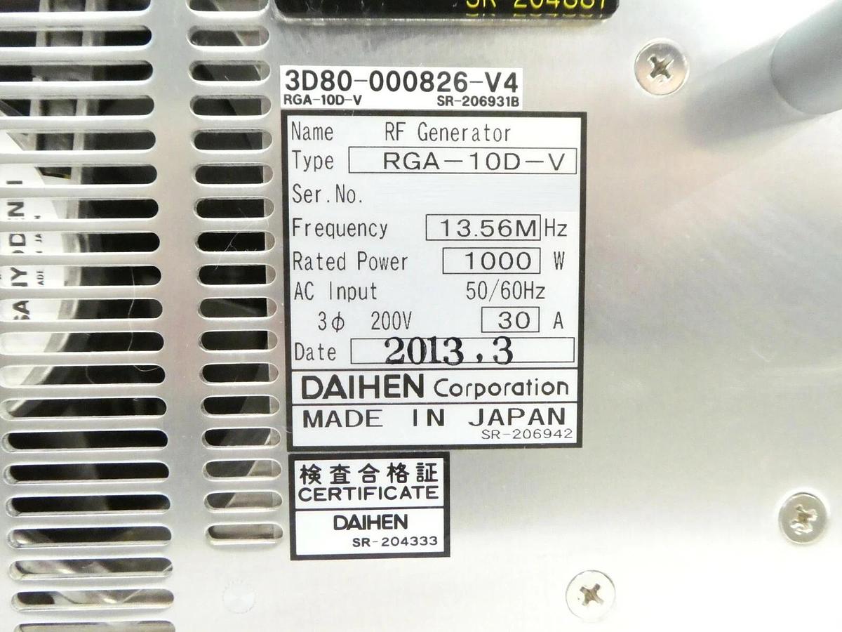 Used Daihen RGA-10D-V RF Power Generator TEL Tokyo Electron 3D80-000826 Working