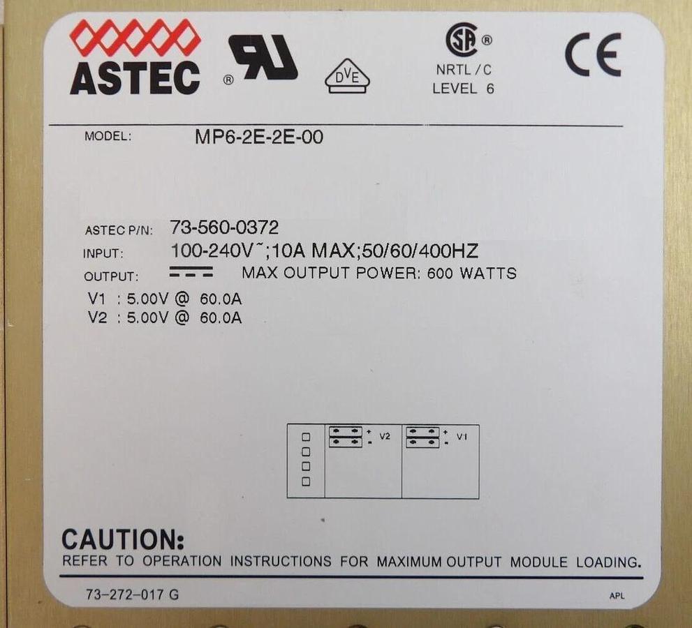 Used Astec 73-560-0372 Power Supply MP6-2E-2E-00 MVP Series Lot of 2 Working Surplus
