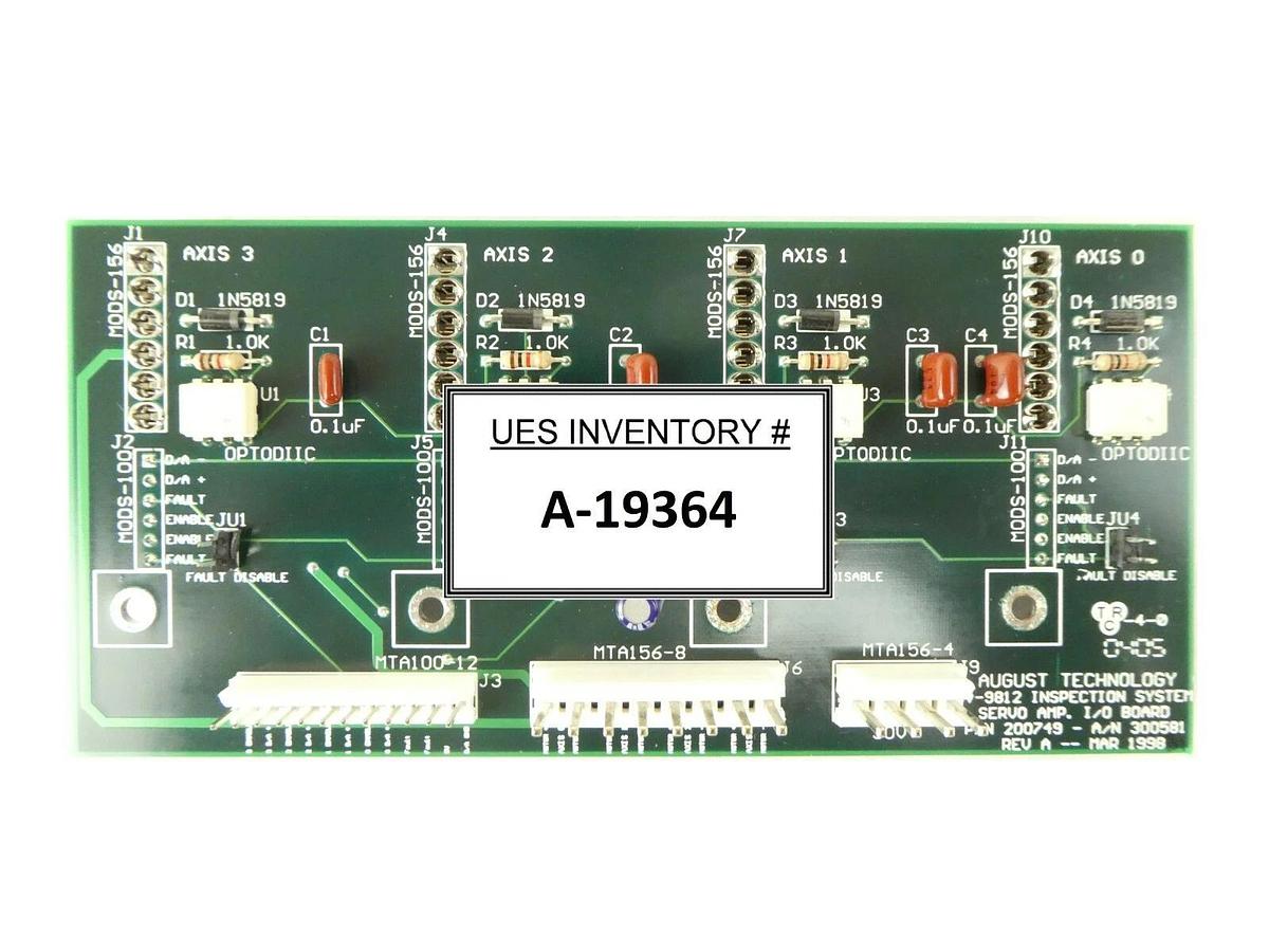 Used August Technology 200749 Inspection System Servo Amp I/O PCB 300581 Working