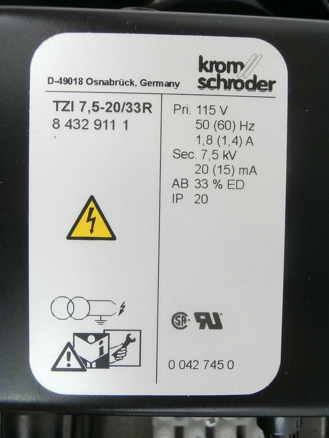 Used Kromschroder 84391030 Ignition Unit TGI 7,5-20/33R TZI 7,5-20/33R Edwards TPU