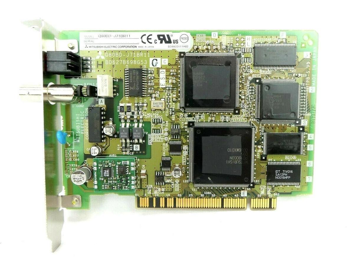 Used Mitsubishi Q80BD-J71BR11 PLC Interface Board PCB Card MELSECNET/H Working Spare