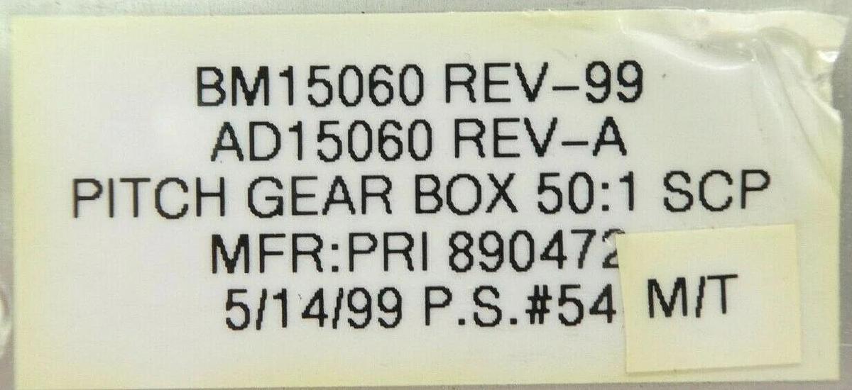 PRI Automation 890472 Pitch Gearbox 50:1 Brooks Automation BM15060 New Surplus