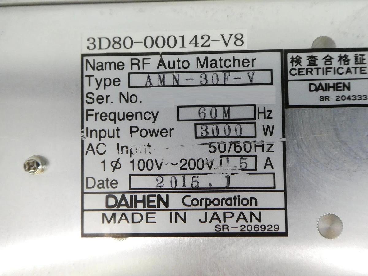 Used Daihen AMN-30F-V RF Auto Matcher Module TEL Tokyo Electron 3D80-000142 Working
