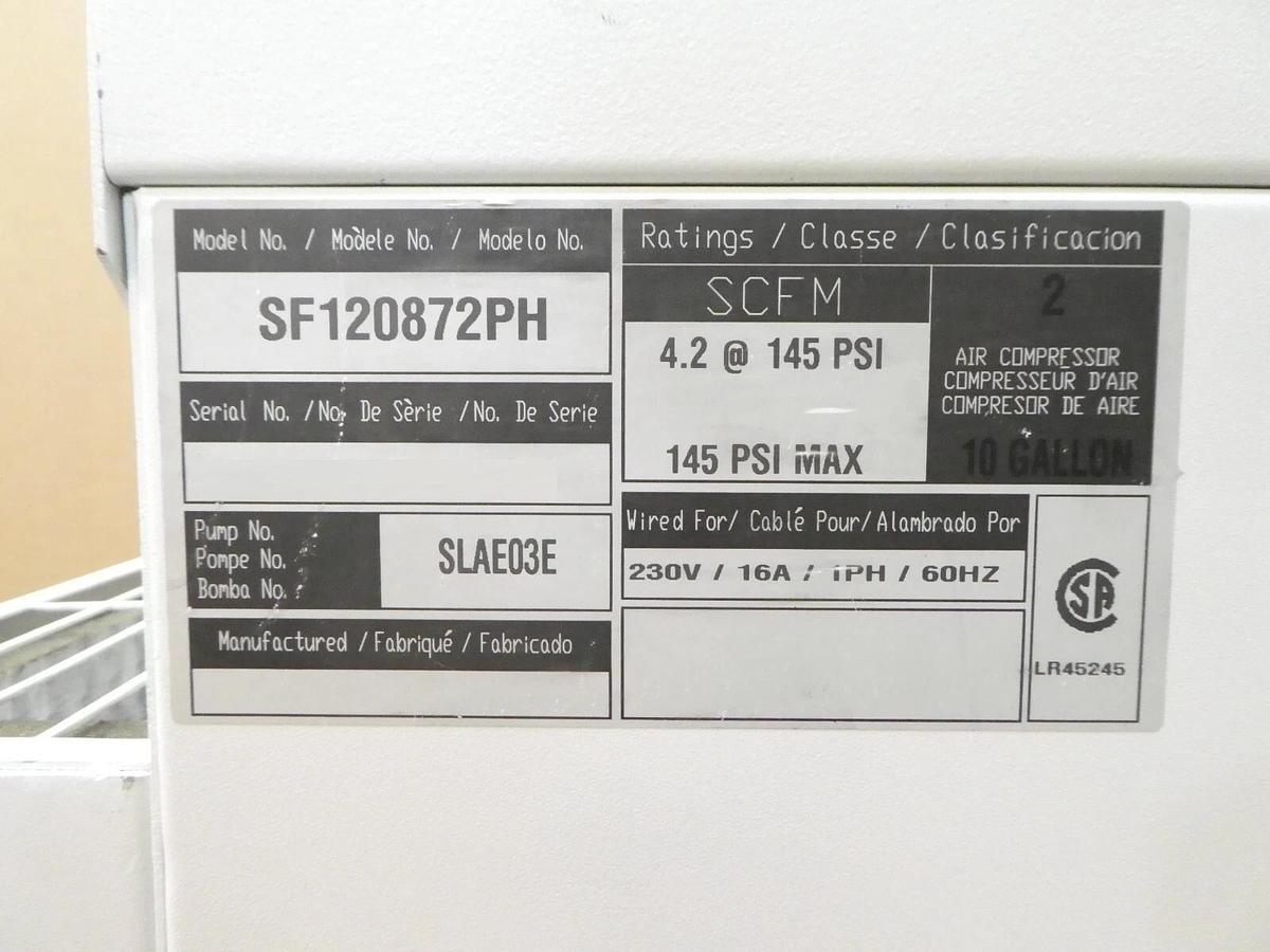 Used Powerex SF120872PH Clean Air Compressor SLAE03E Spectrometer Laboratory Surplus