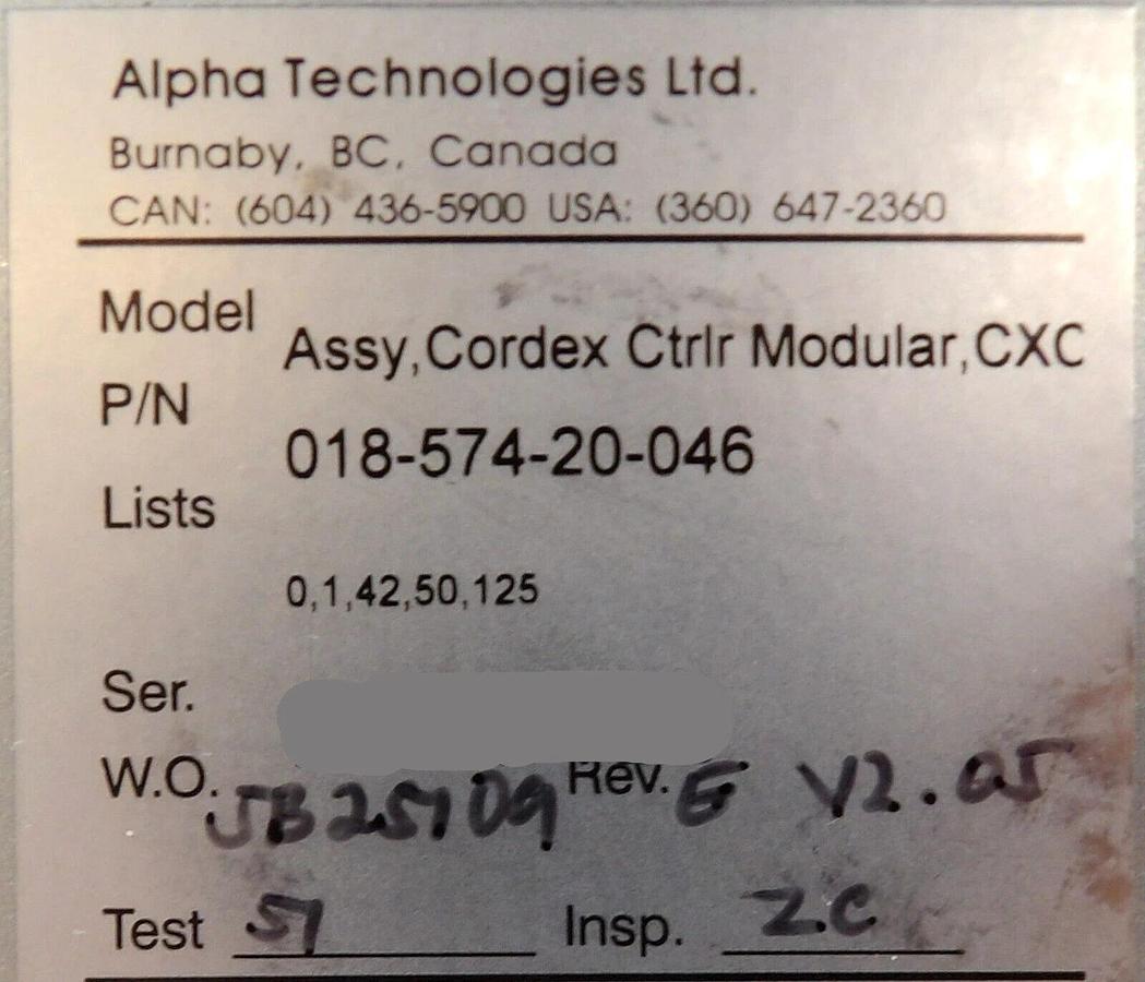 Used Alpha Technologies 018-574-20-046 CXC Cordex Controller Module Surplus