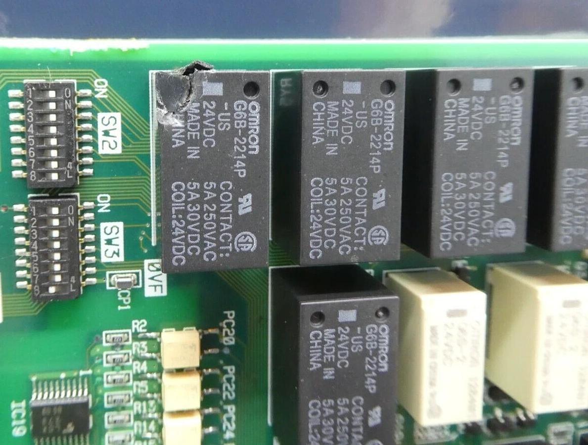 Used Sinfonia SBX08-000089-11 SLPCPU6A PCB SBX93-100149-11 Shinko Damaged Relay As-Is