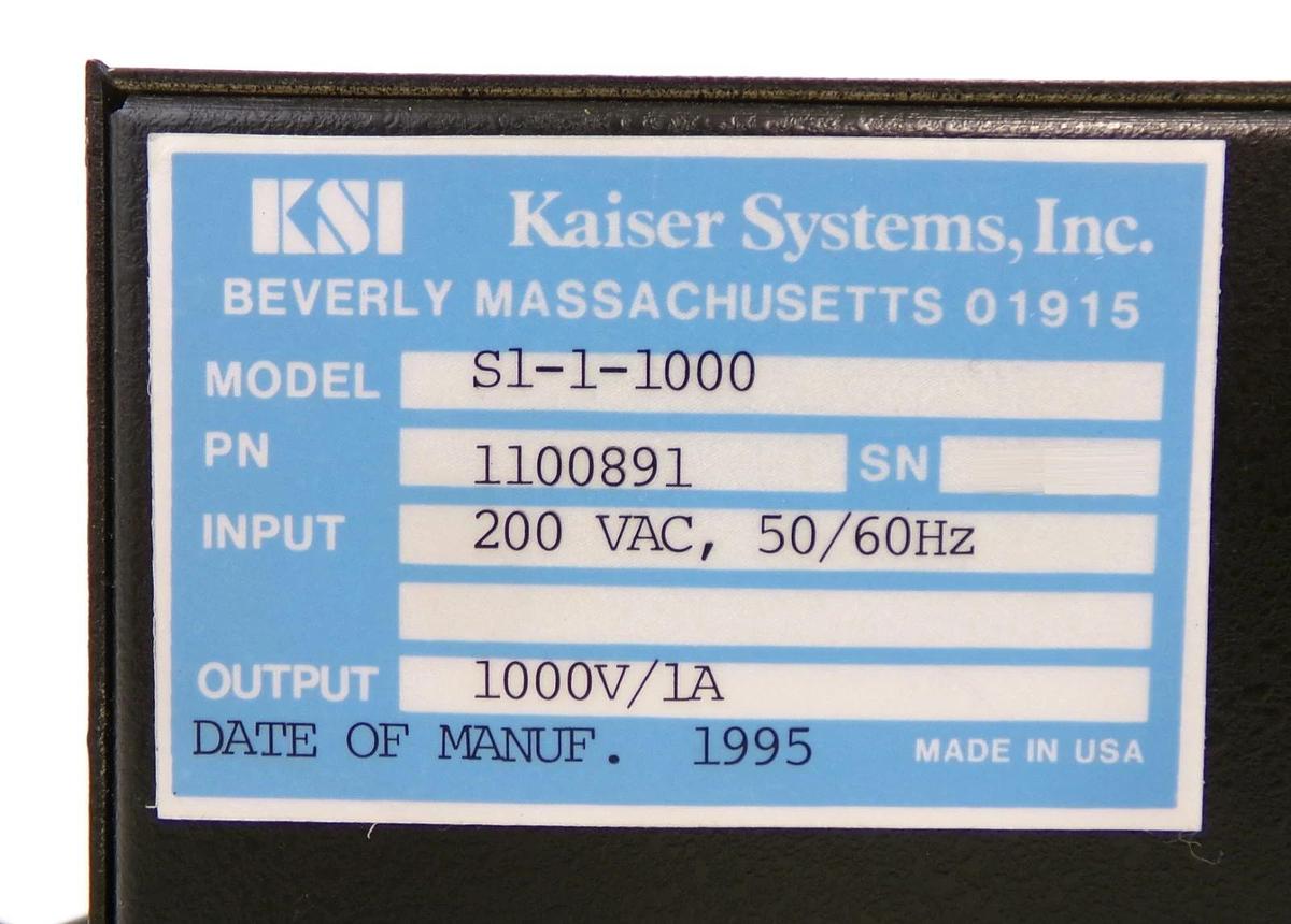 Refurbished KSI Kaiser Systems 1100891 DC Power Supply S1-1-1000 No Documents Refurbished