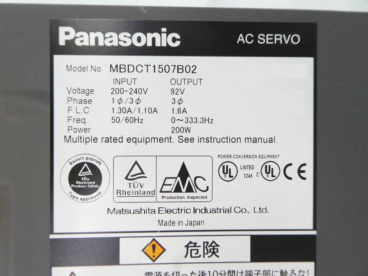 Used Panasonic MBDCT1507B02 AC Servo TEL Tokyo Electron Clean Track Lithius Working