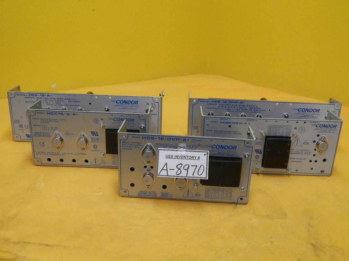 Used Condor HE2-18-A+ Power Supply HE5-18/OVP-A+ HCBB105W-A+ HCC15-3-A+ Lot of 5 Used