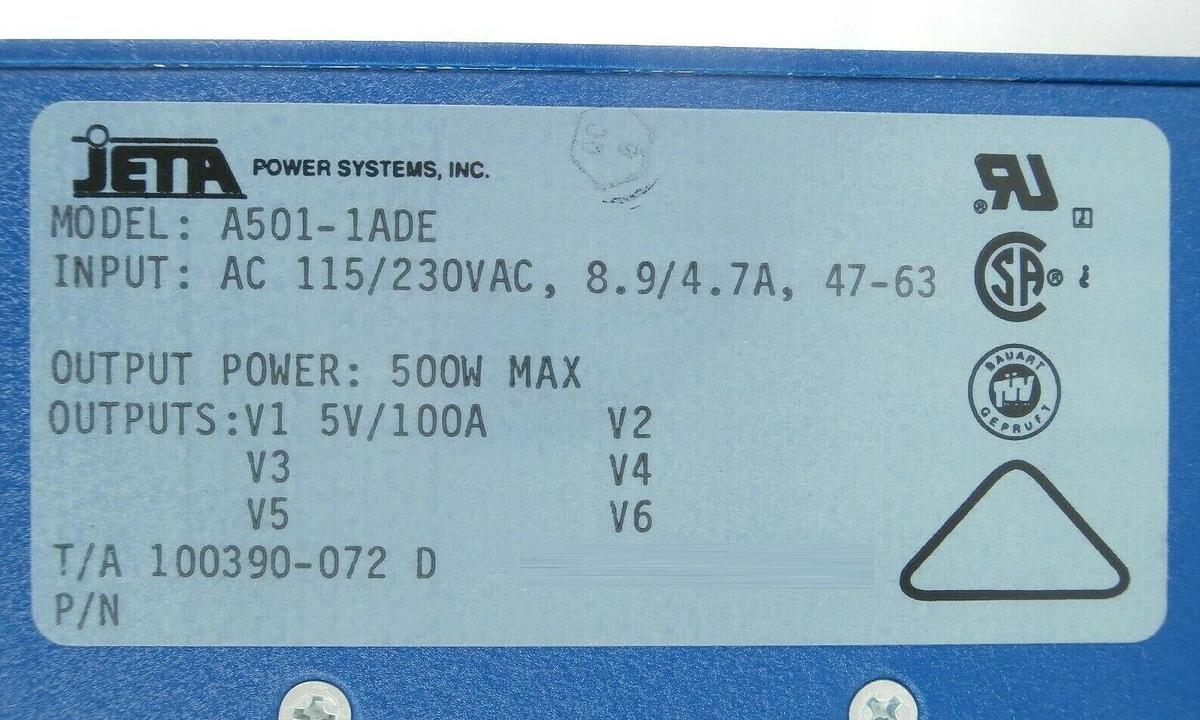 Used Jeta Power Systems A501-1ADE Power Supply KLA Instruments 2132 Working Spare