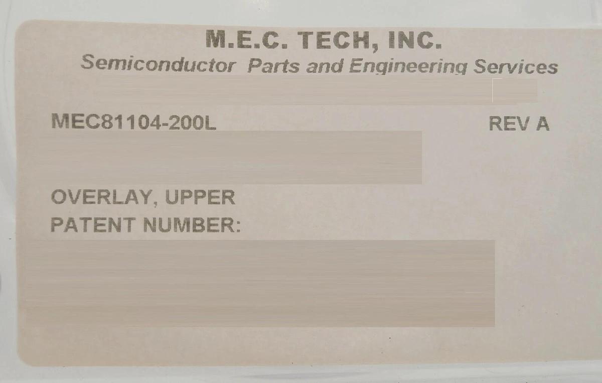 M.E.C. Tech MEC81104-200L Overlay Upper AMAT Applied Materials Lot of 5 New